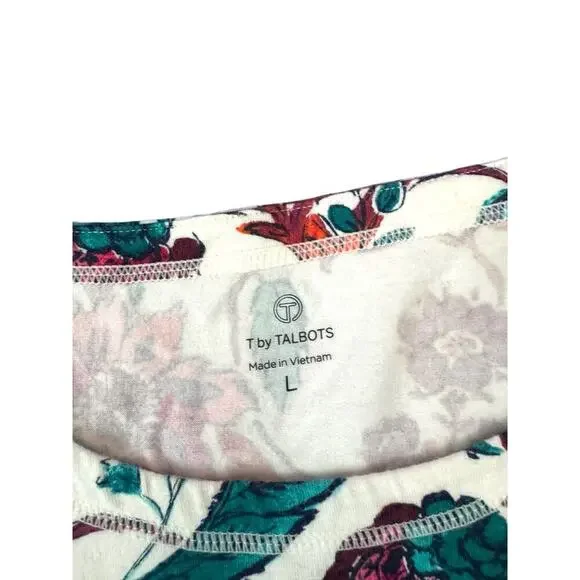 T by Talbots Women’s Floral Long Sleeve Top Shirt Size L Bright Multicolor Pr - Picture 3 of 6